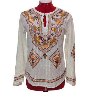 Embroidered Cotton Boho Top